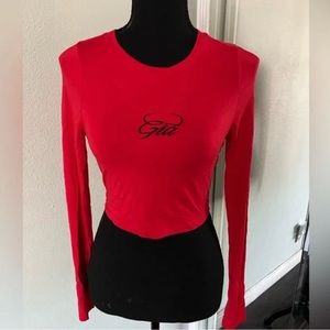 red i am gia long sleeve crop top